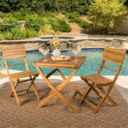 Positano Outdoor 3-piece Foldable Acacia Wood Bistro Set by Christopher Knight Home