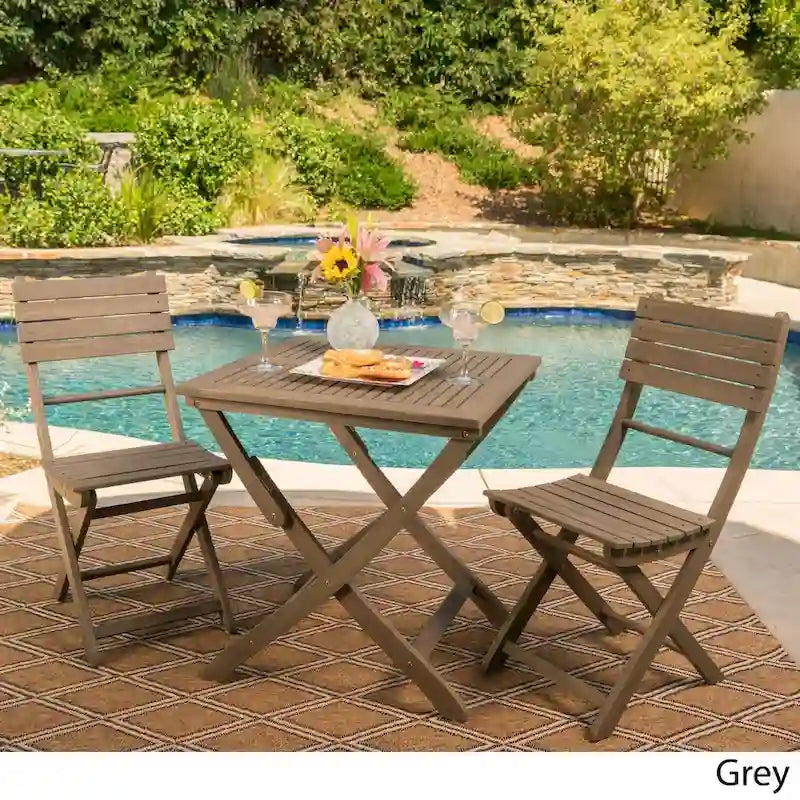 Positano Outdoor 3-piece Foldable Acacia Wood Bistro Set by Christopher Knight Home