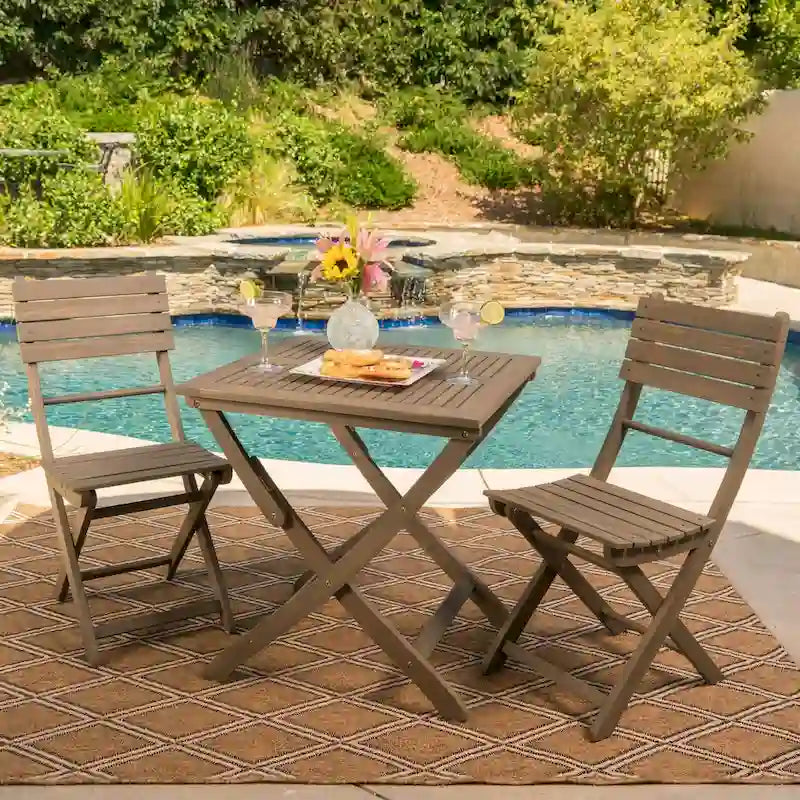 Positano Outdoor 3-piece Foldable Acacia Wood Bistro Set by Christopher Knight Home