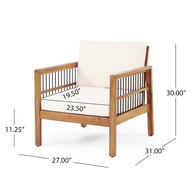 Elias Outdoor Acacia Wood Outdoor Club Chairs by Christopher Knight Home