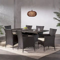 Jennifer Outdoor 7-piece Wicker Dining Set with Cushions by Christopher Knight Home