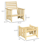 Outsunny 2-Piece Outdoor Patio Furniture Set, Wooden Lounge Chair Set, Armchair with Ottoman & Thick Cushions