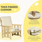 Outsunny 2-Piece Outdoor Patio Furniture Set, Wooden Lounge Chair Set, Armchair with Ottoman & Thick Cushions