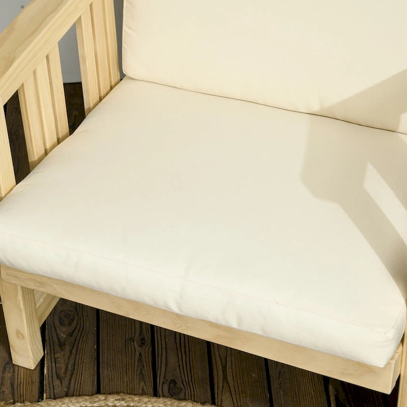 Outsunny 2-Piece Outdoor Patio Furniture Set, Wooden Lounge Chair Set, Armchair with Ottoman & Thick Cushions