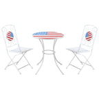 Outsunny 3 Piece Patio Bistro Set with Coffee Table and 2 Folding Chairs, Mosaic American Flag Tabletop and Backs
