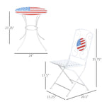 Outsunny 3 Piece Patio Bistro Set with Coffee Table and 2 Folding Chairs, Mosaic American Flag Tabletop and Backs