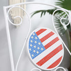 Outsunny 3 Piece Patio Bistro Set with Coffee Table and 2 Folding Chairs, Mosaic American Flag Tabletop and Backs