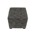 Square Button-Tufted Cotton Ottoman – Espresso / Grey / Aqua, Wood Legs, Single