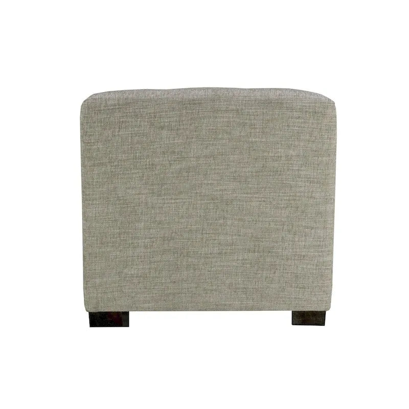 Square Button-Tufted Cotton Ottoman – Espresso / Grey / Aqua, Wood Legs, Single