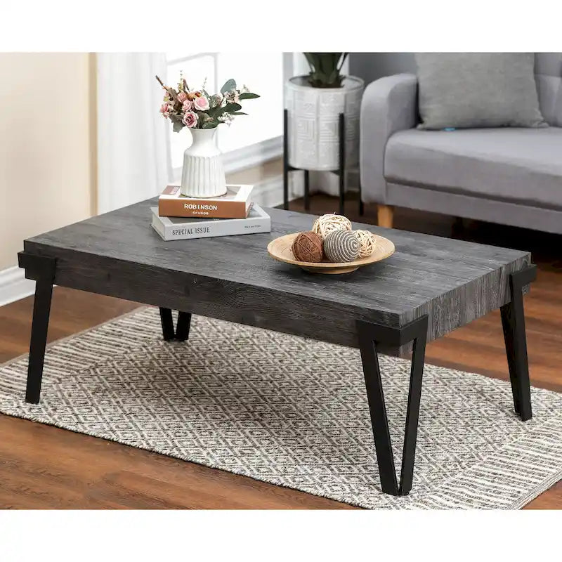 Industrial Coffee Table with Black Hairpin Legs – Grey Oak / Walnut, Modern Style