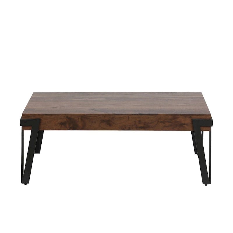 Industrial Coffee Table with Black Hairpin Legs – Grey Oak / Walnut, Modern Style