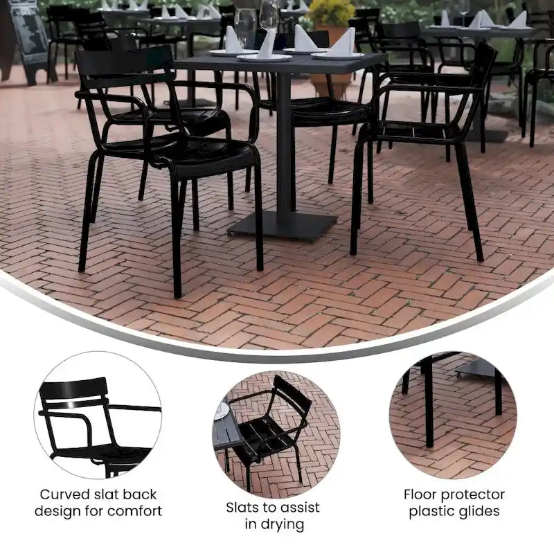 Modern Commercial Grade 2 Slat Indoor/Outdoor Steel Stack Chair
