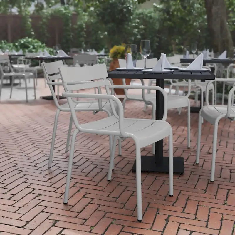 Modern Commercial Grade 2 Slat Indoor/Outdoor Steel Stack Chair