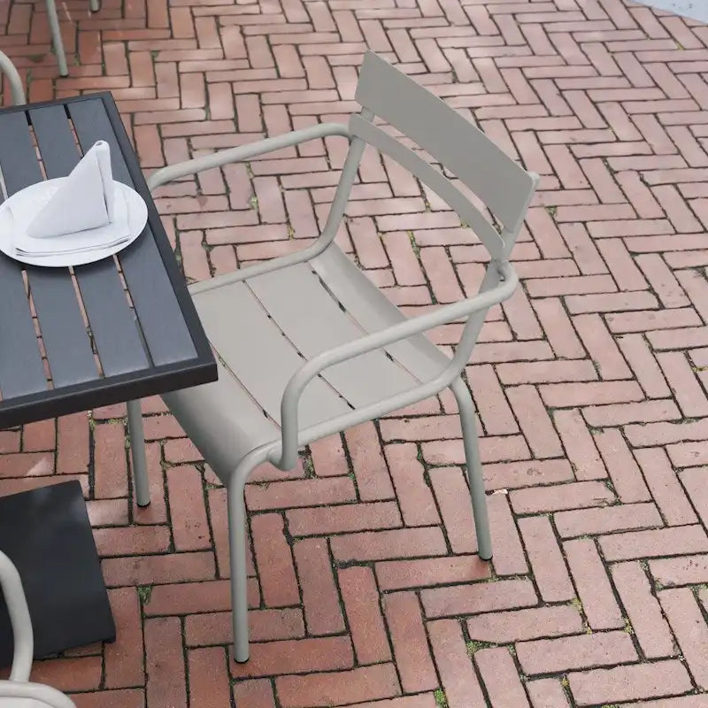 Modern Commercial Grade 2 Slat Indoor/Outdoor Steel Stack Chair