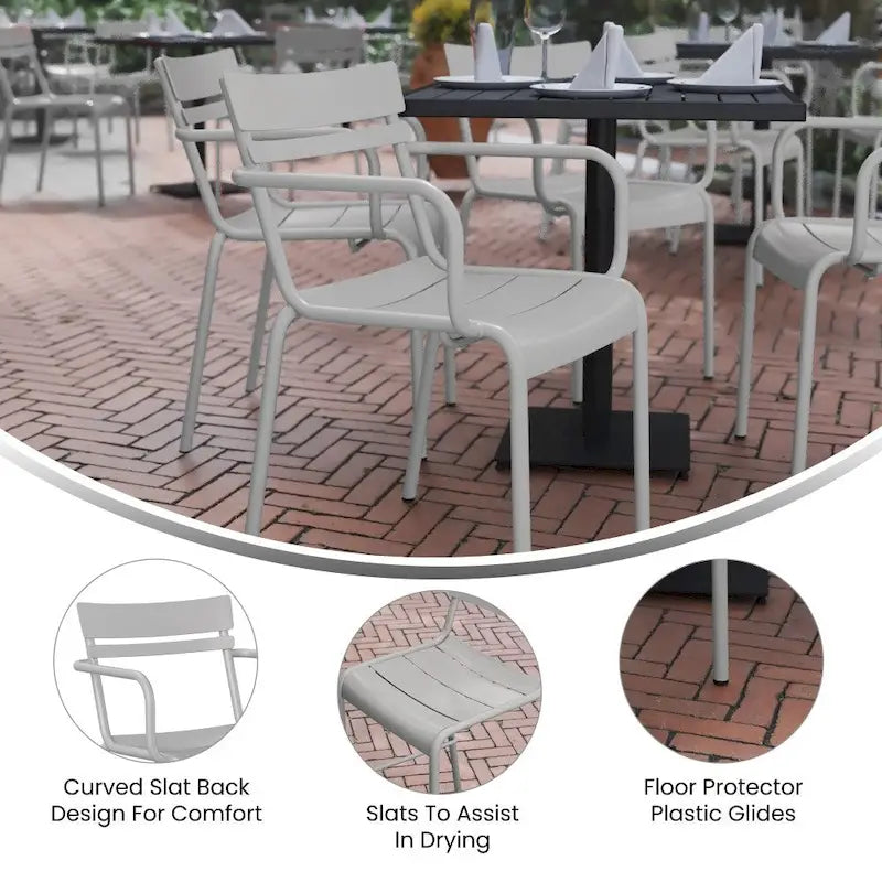 Modern Commercial Grade 2 Slat Indoor/Outdoor Steel Stack Chair