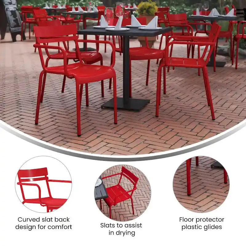 Modern Commercial Grade 2 Slat Indoor/Outdoor Steel Stack Chair