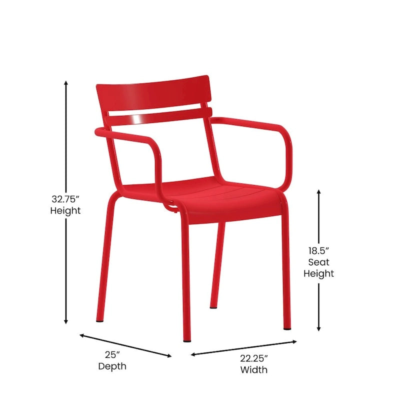 Modern Commercial Grade 2 Slat Indoor/Outdoor Steel Stack Chair