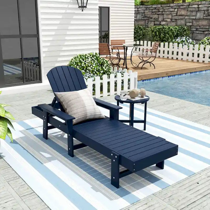 Polytrends Altura Poly Eco-Friendly All Weather Reclining Chaise Lounge with Arms & Side Table (2 Piece Set)