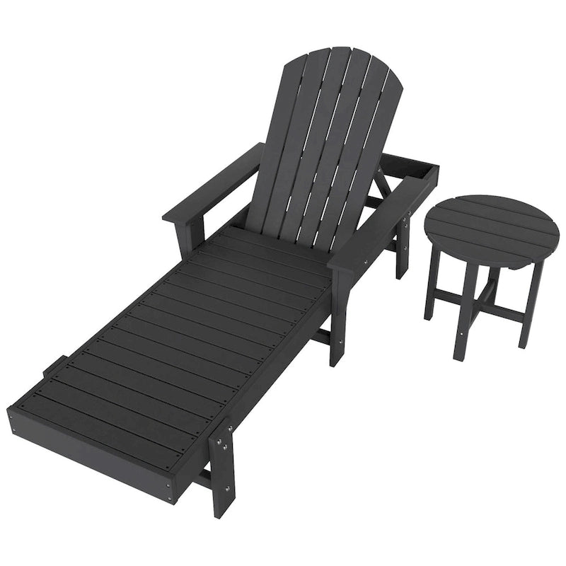 Polytrends Altura Poly Eco-Friendly All Weather Reclining Chaise Lounge with Arms & Side Table (2 Piece Set)