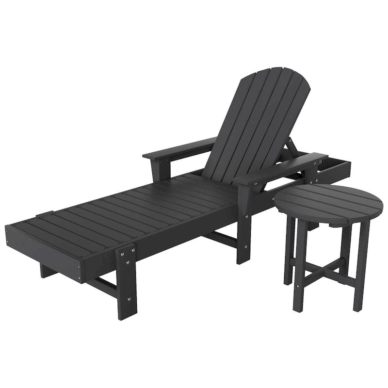 Polytrends Altura Poly Eco-Friendly All Weather Reclining Chaise Lounge with Arms & Side Table (2 Piece Set)