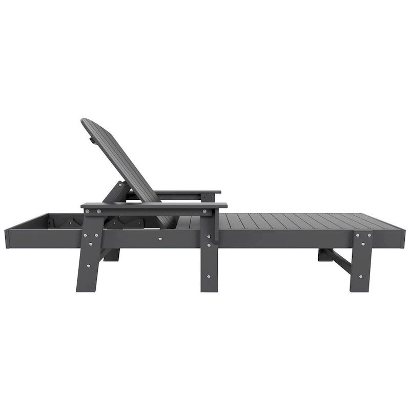 Polytrends Altura Poly Eco-Friendly All Weather Reclining Chaise Lounge with Arms & Side Table (2 Piece Set)