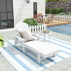 Polytrends Altura Poly Eco-Friendly All Weather Reclining Chaise Lounge with Arms & Side Table (2 Piece Set)