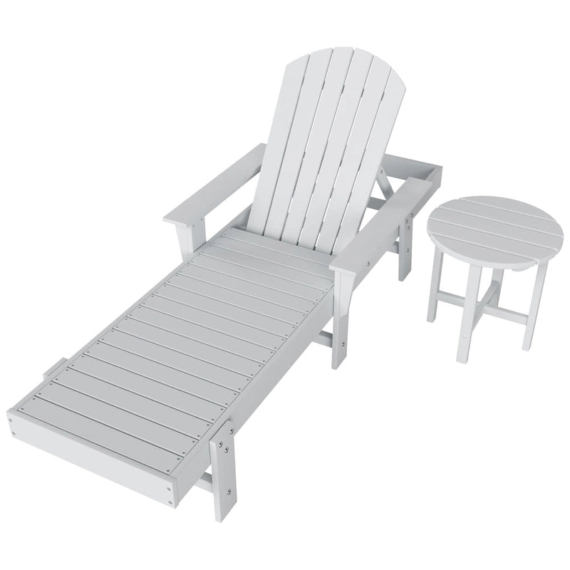 Polytrends Altura Poly Eco-Friendly All Weather Reclining Chaise Lounge with Arms & Side Table (2 Piece Set)