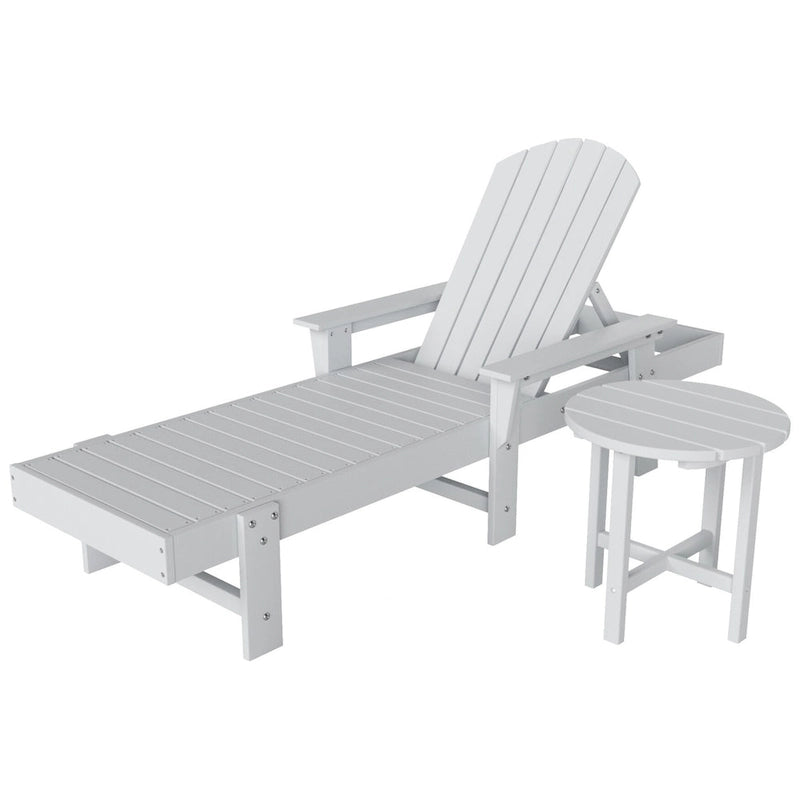 Polytrends Altura Poly Eco-Friendly All Weather Reclining Chaise Lounge with Arms & Side Table (2 Piece Set)