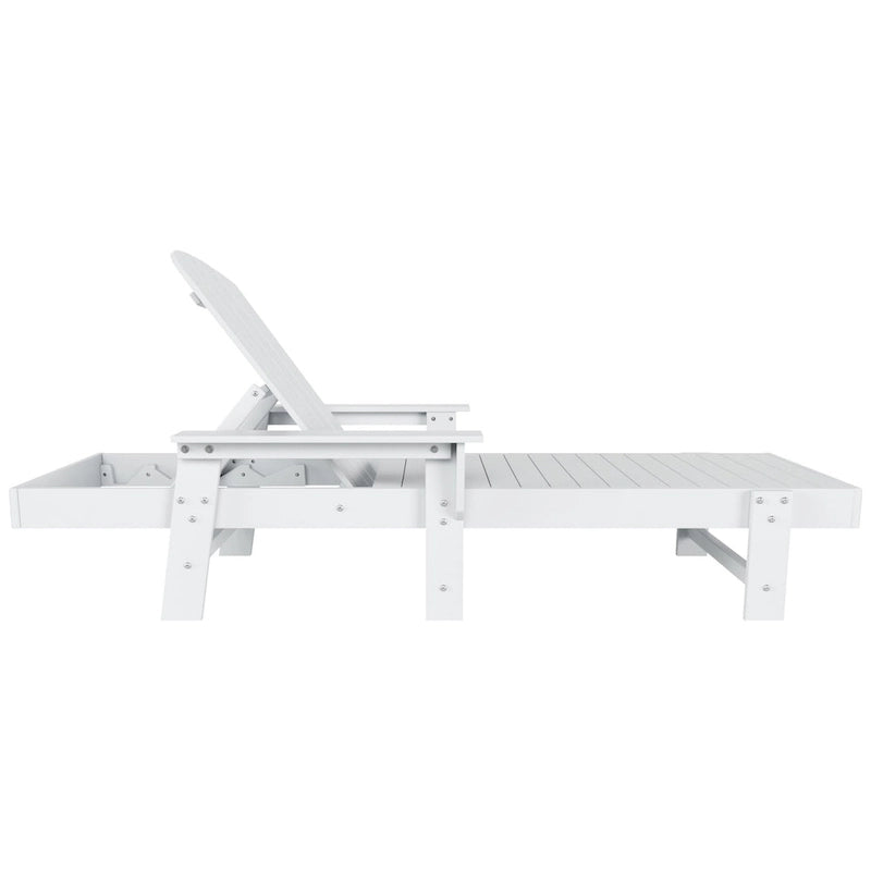 Polytrends Altura Poly Eco-Friendly All Weather Reclining Chaise Lounge with Arms & Side Table (2 Piece Set)