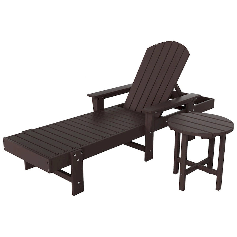 Polytrends Altura Poly Eco-Friendly All Weather Reclining Chaise Lounge with Arms & Side Table (2 Piece Set)
