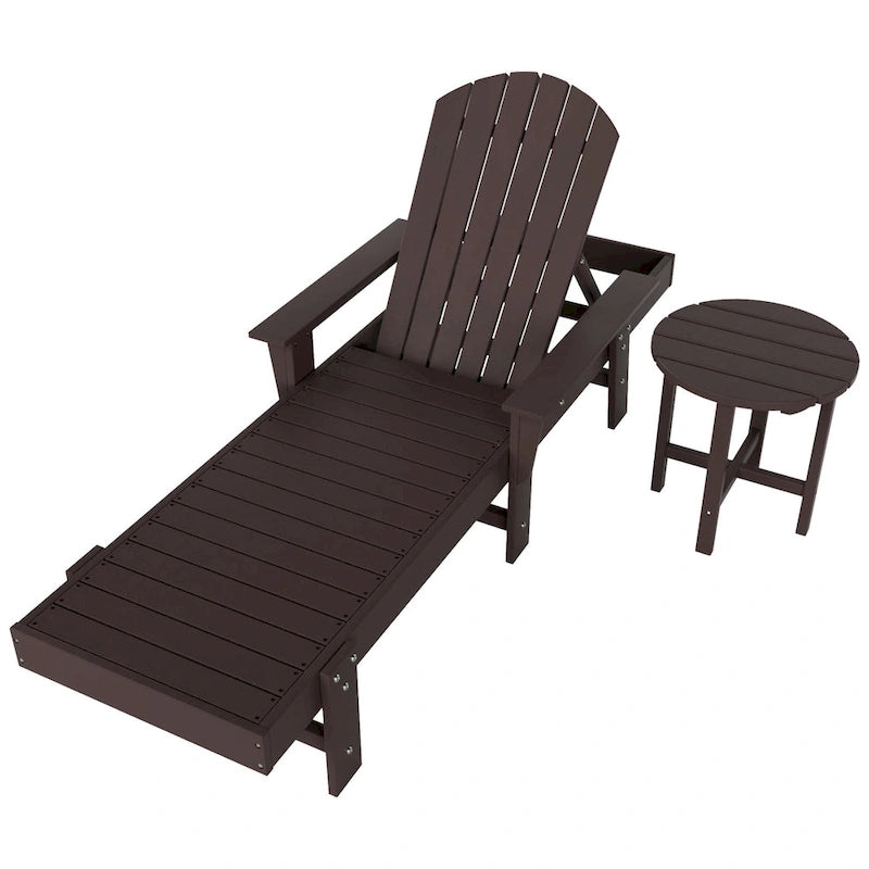 Polytrends Altura Poly Eco-Friendly All Weather Reclining Chaise Lounge with Arms & Side Table (2 Piece Set)