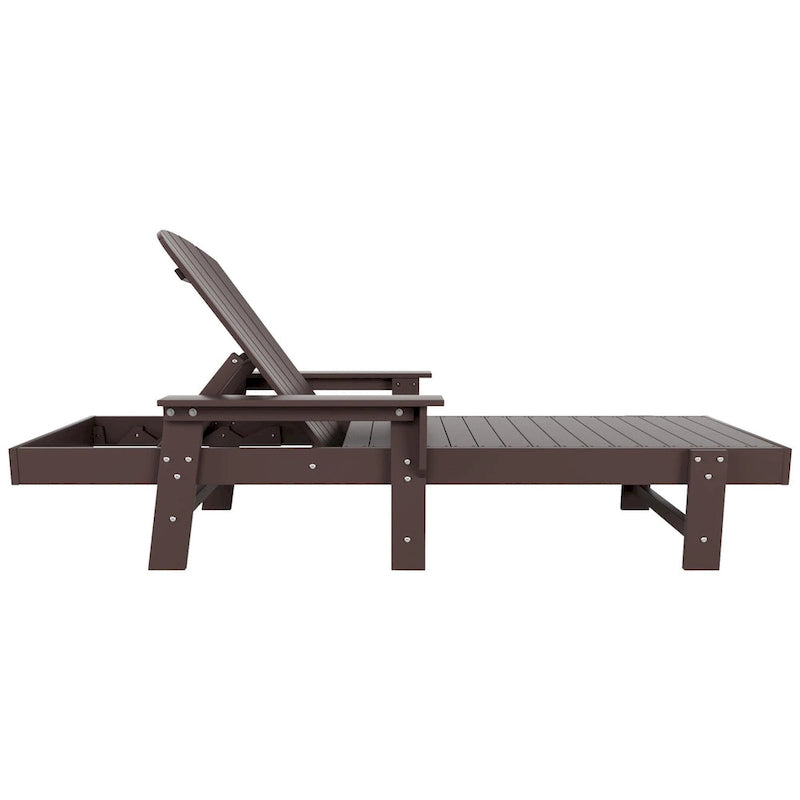Polytrends Altura Poly Eco-Friendly All Weather Reclining Chaise Lounge with Arms & Side Table (2 Piece Set)