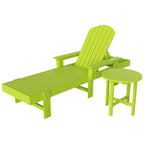 Polytrends Altura Poly Eco-Friendly All Weather Reclining Chaise Lounge with Arms & Side Table (2 Piece Set)