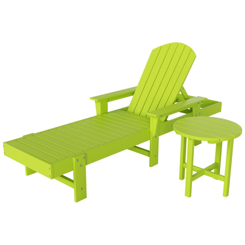 Polytrends Altura Poly Eco-Friendly All Weather Reclining Chaise Lounge with Arms & Side Table (2 Piece Set)