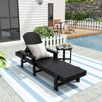 Polytrends Altura Poly Eco-Friendly All Weather Reclining Chaise Lounge with Arms & Side Table (2 Piece Set)