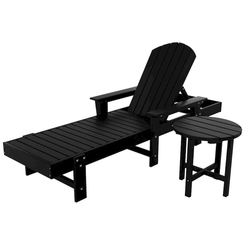 Polytrends Altura Poly Eco-Friendly All Weather Reclining Chaise Lounge with Arms & Side Table (2 Piece Set)