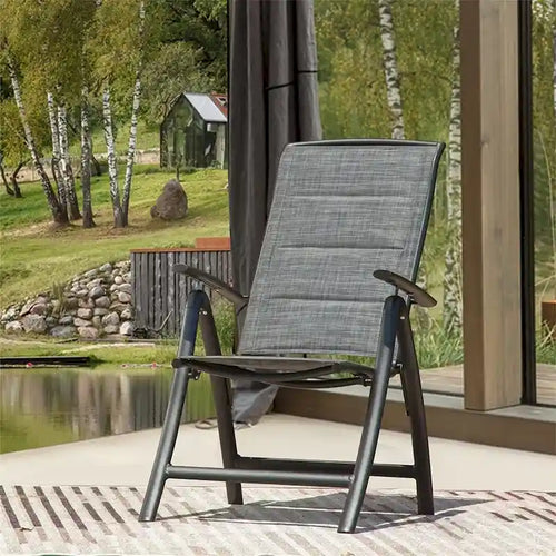 2-Piece Folding Patio Reclining Chair Aluminium Adjustable Backrest