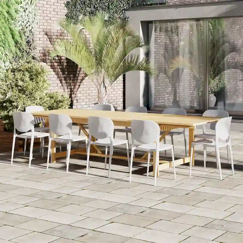 Amazonia Sunset Resin/ Eucalyptus 11-piece Outdoor Extendable Dining Set