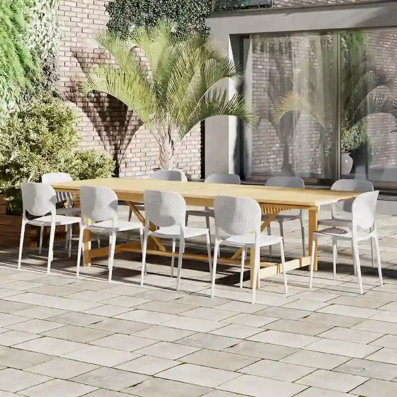 Amazonia Sunset Resin/ Eucalyptus 11-piece Outdoor Extendable Dining Set