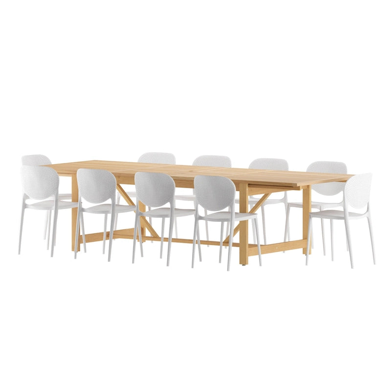 Amazonia Sunset Resin/ Eucalyptus 11-piece Outdoor Extendable Dining Set
