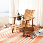 SAFAVIEH Outdoor Mangla Adirondack Chair with Retractable Footrest - 52W x 32D x 30H
