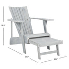 SAFAVIEH Outdoor Mangla Adirondack Chair with Retractable Footrest - 52W x 32D x 30H