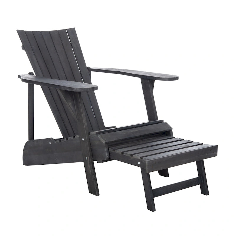 SAFAVIEH Outdoor Mangla Adirondack Chair with Retractable Footrest - 52W x 32D x 30H