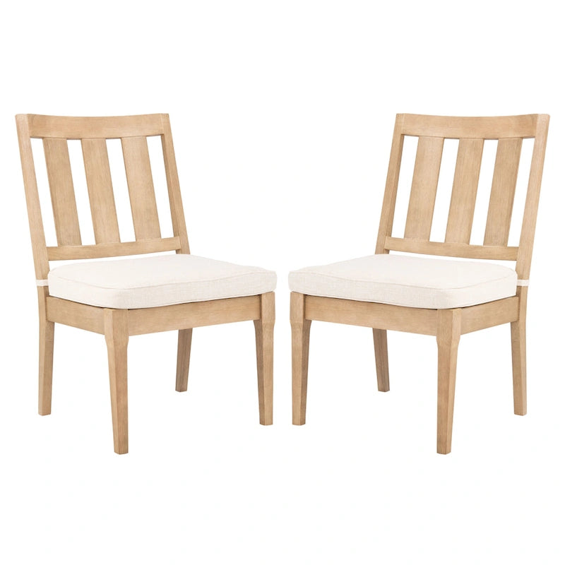SAFAVIEH Couture Lurana Fabric/ Wood Outdoor Dining Chair (Set of 2) - 22.4 x 25.2 x 38.8 - 22Wx25Dx39H