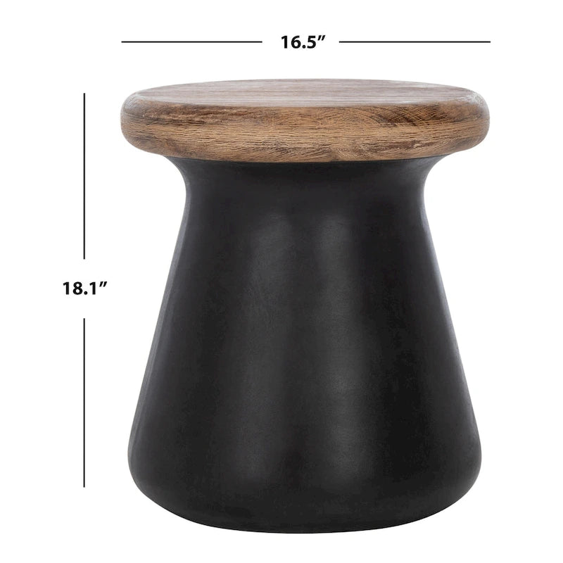 SAFAVIEH Muriele Indoor/ Outdoor Modern Black Concrete Round Accent Table - 16.5 W x 16.5 L x 18.1 H - 17Wx17Dx18H