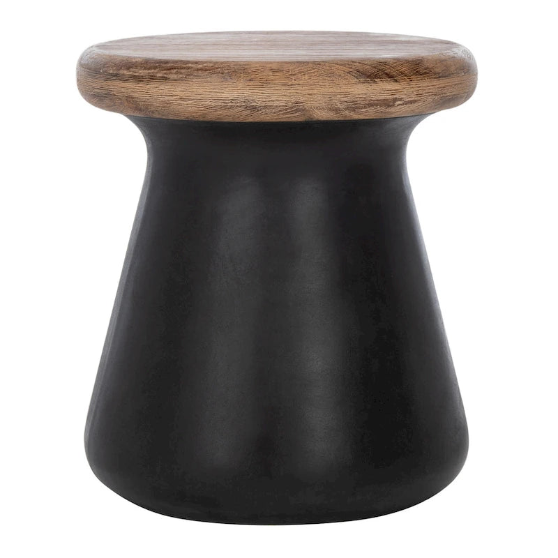 SAFAVIEH Muriele Indoor/ Outdoor Modern Black Concrete Round Accent Table - 16.5 W x 16.5 L x 18.1 H - 17Wx17Dx18H