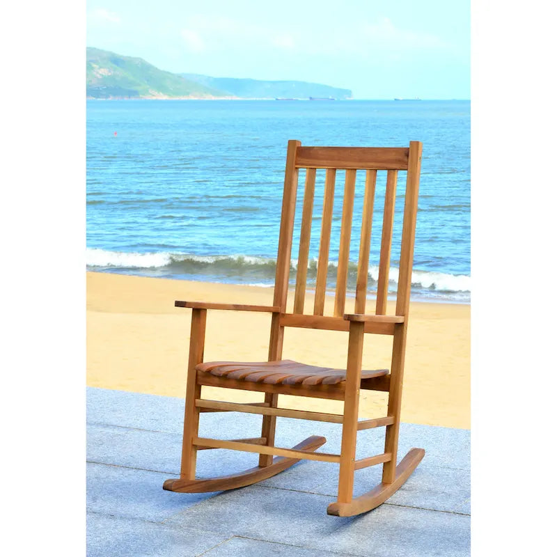 SAFAVIEH Outdoor Marilijn Acacia Wood Rocking Chair - 26W x 45D x 34H