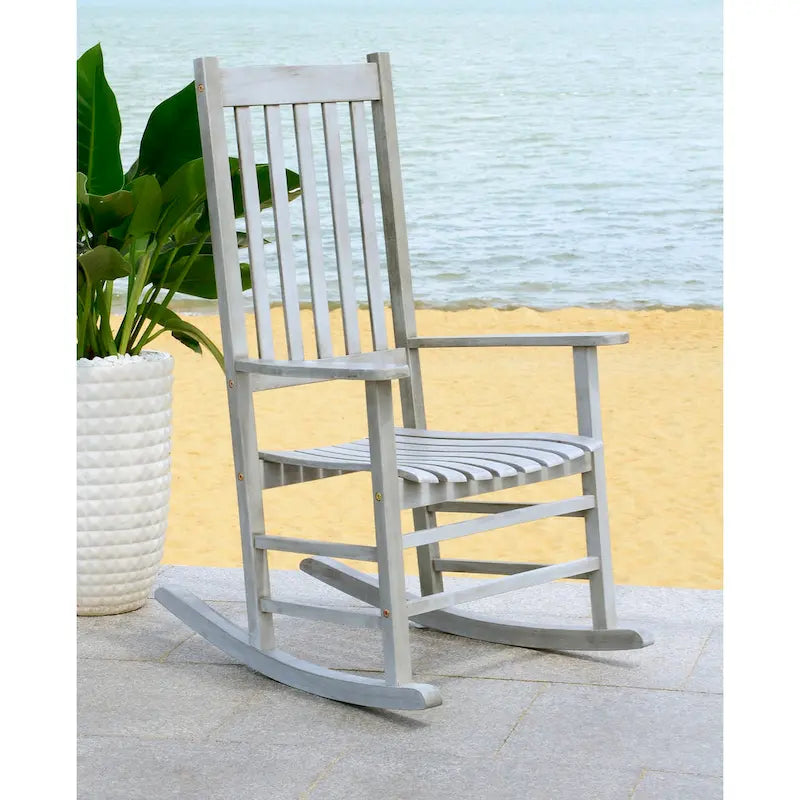 SAFAVIEH Outdoor Marilijn Acacia Wood Rocking Chair - 26W x 45D x 34H