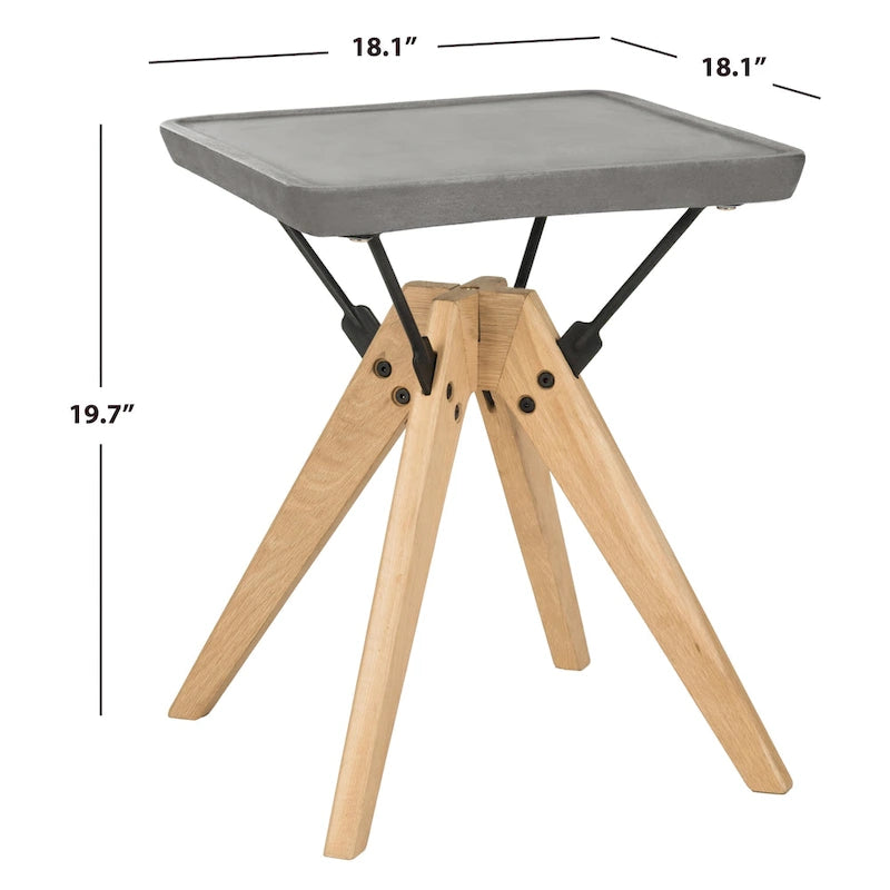 SAFAVIEH Outdoor Armance Modern Dark Grey Side Table - 18.1 x 18.1 x 19.7 - 18Wx18Dx20H