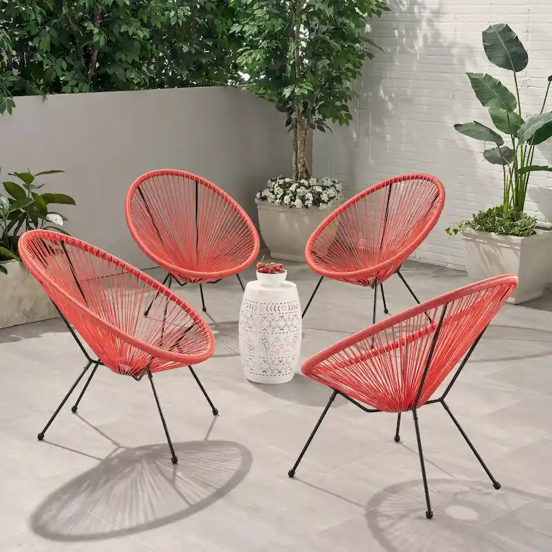 Anson Outdoor Steel/ PE Rattan Hammock Weave Chair (Set of 4) by Christopher Knight Home
